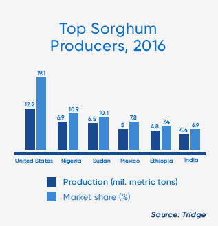 Infographic titled Top Sorghum Producers, 2016