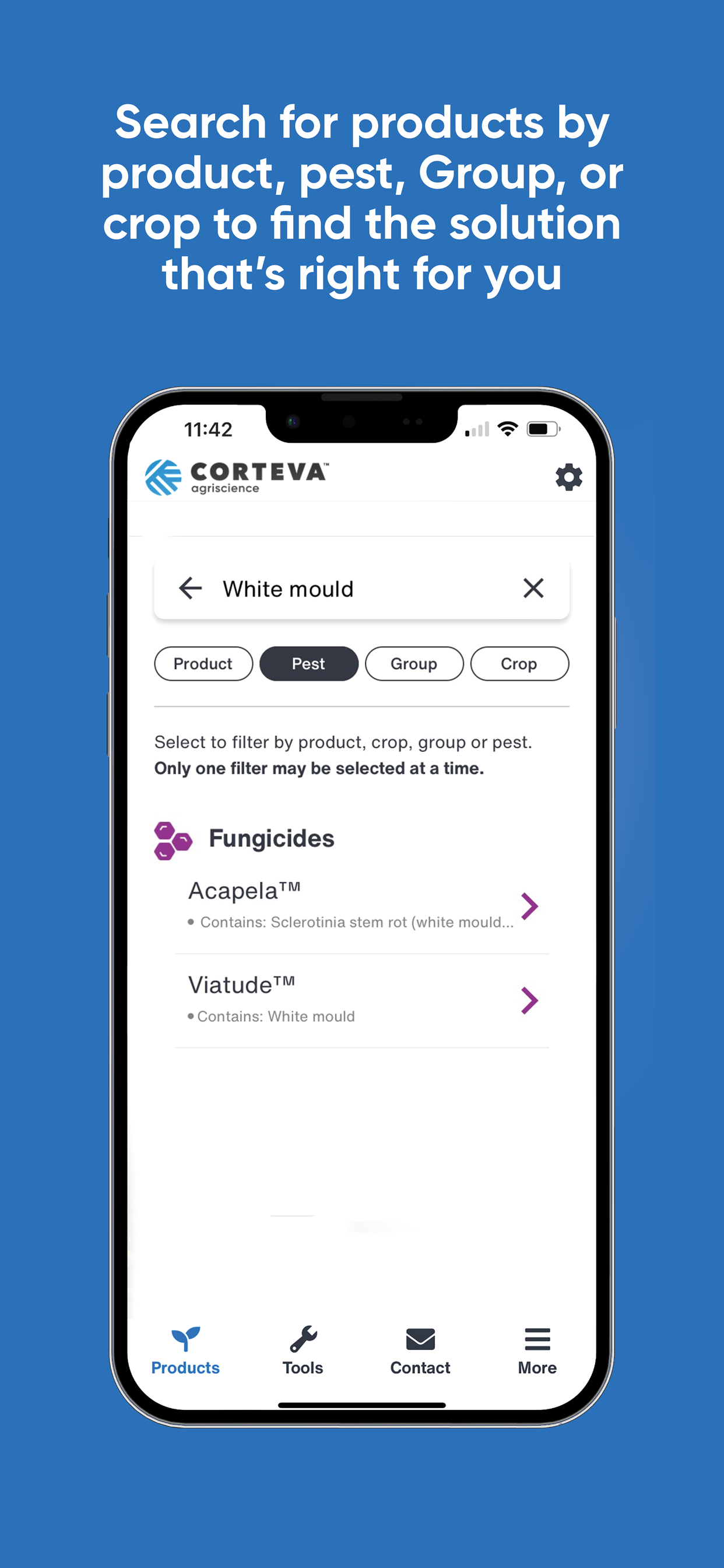 Seach for products by product name, pest, Group, or crop to find the solution thatès right for you.