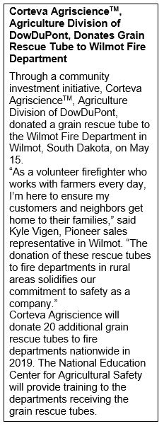 Corteva Donates Grain Rescue Tube